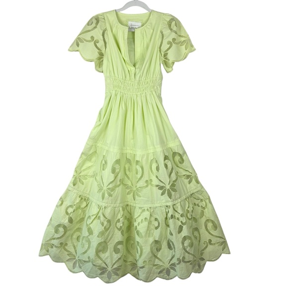 Anthropologie The Somerset Maxi Dress Cutwork Edition Green XXS Petite - Picture 2 of 13